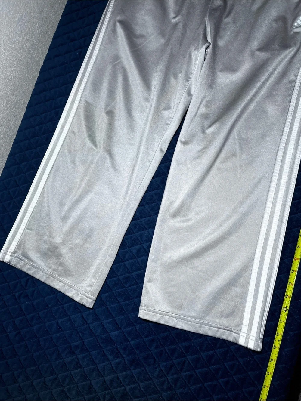 adidas Silver Track Pants - Loose Fitted Streetwear - 3-Stripe Design